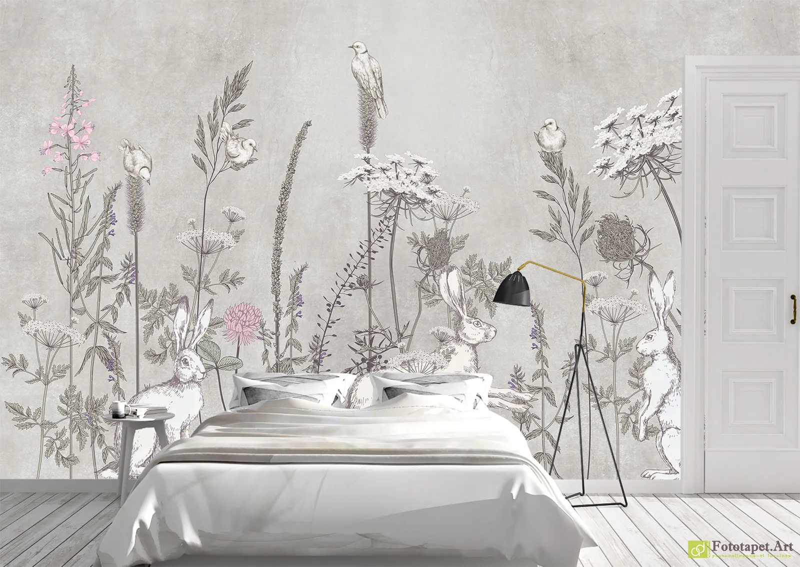 Fototapet Decor floral în dormitor, tapet decorativ pentru living si dormitor