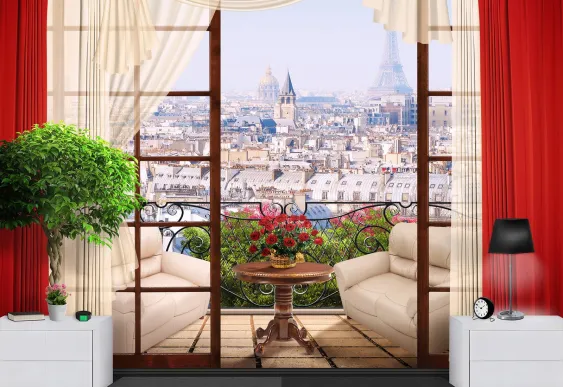 Fototapet Vedere din balcon, tapet decorativ pentru living si dormitor