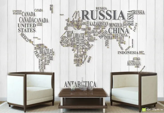 Fototapet Universul geografic, tapet harta lumii pentru living si dormitor