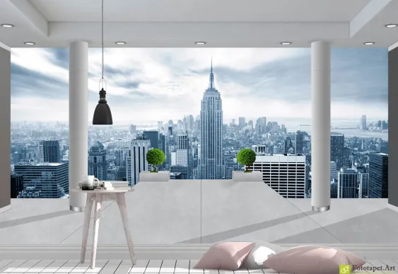 Fototapet Vizualizarea spre oraș, Tapet 3d living