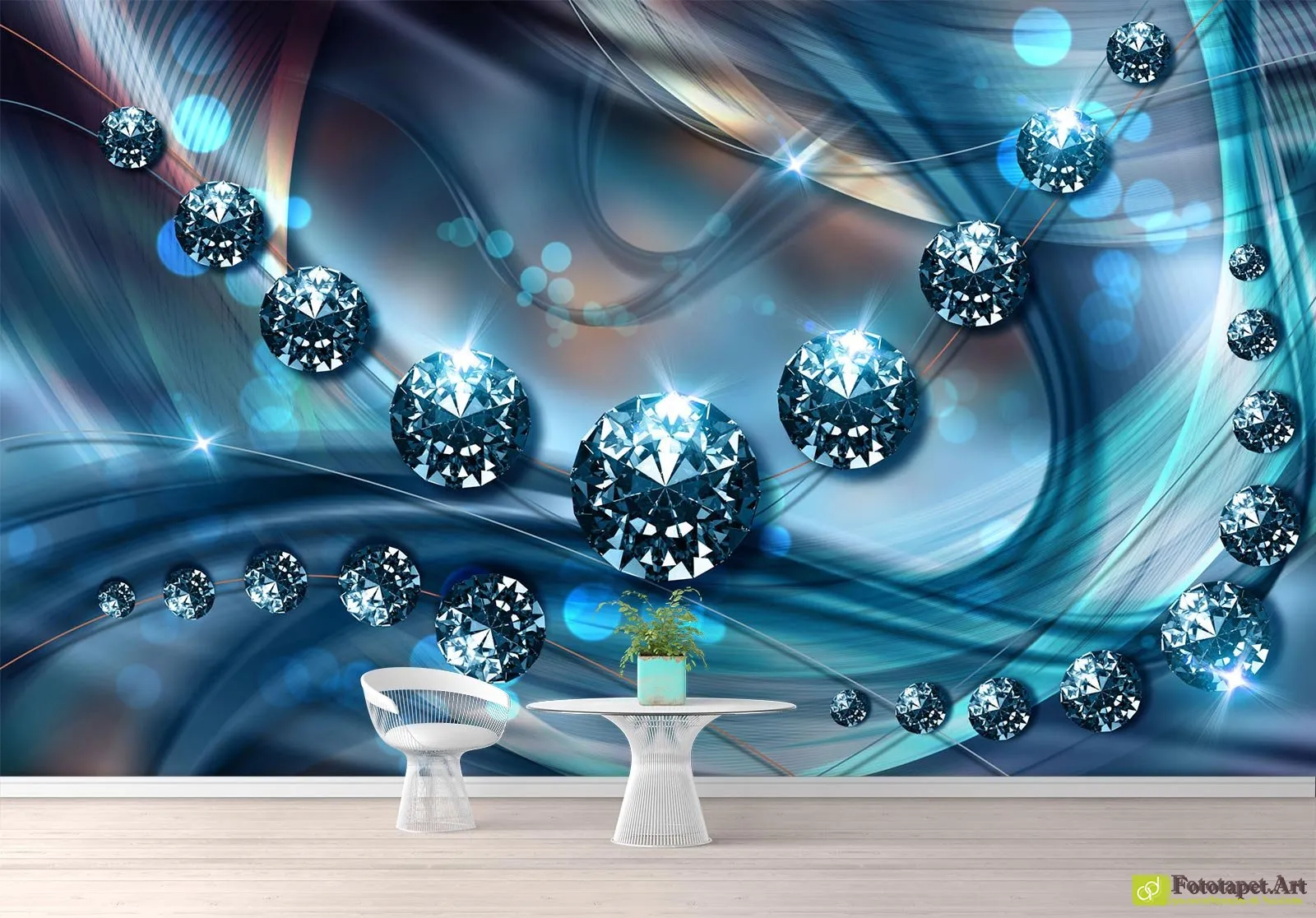 Tapet abstract cu diamante, fototapet 3d