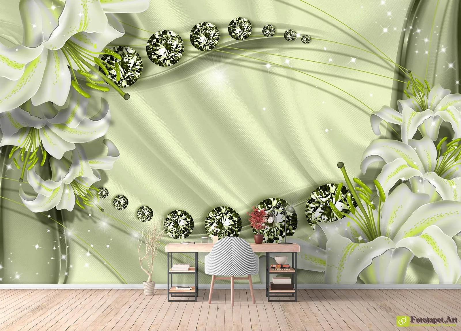 Fototapet Vinyl Crini și diamante, tapet modern