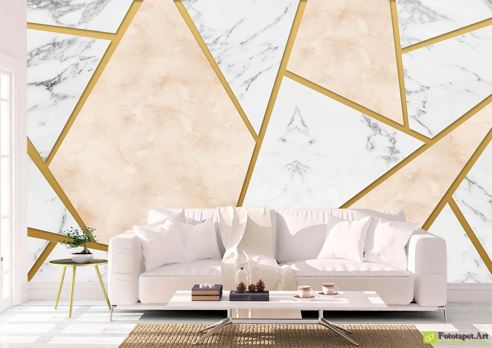 Tapet Marmură și linii, tapet perete dormitor 3d la comanda.