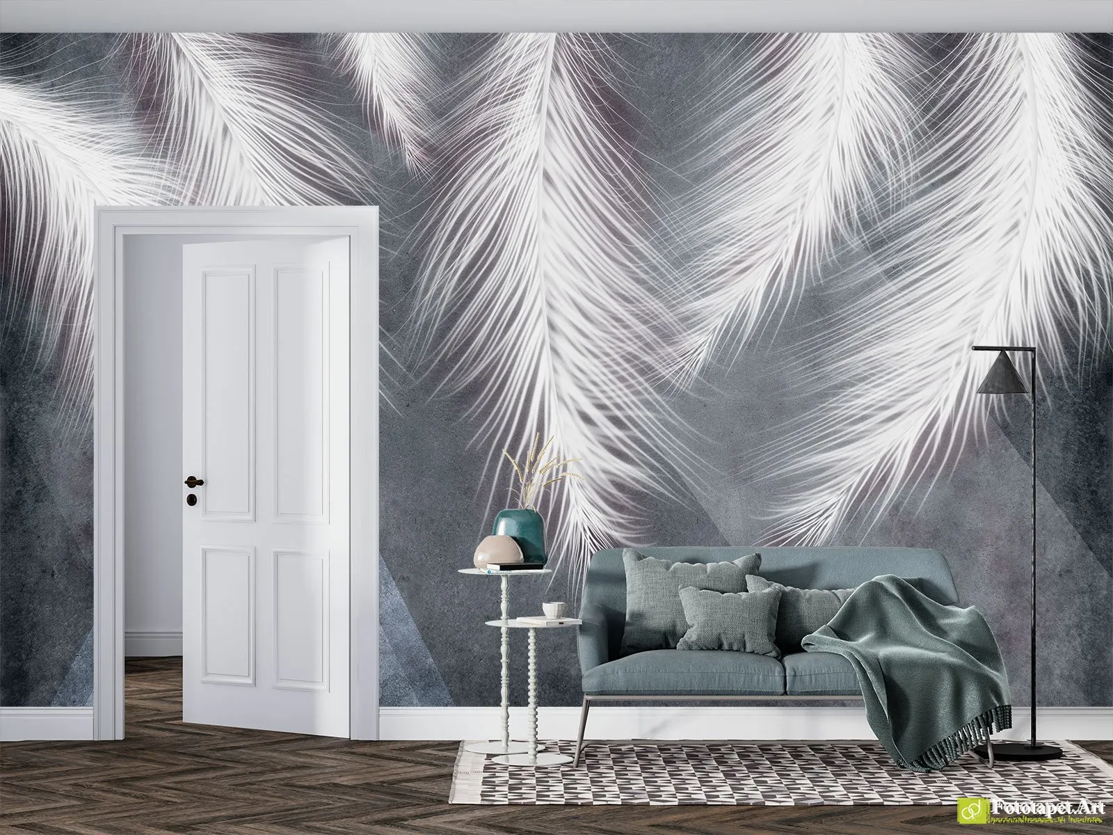 Tapet foto decorativ Pene și perete, fototapet living la comanda