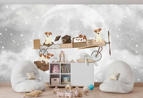 Fototapet pentru copii Сățeluși pe luna