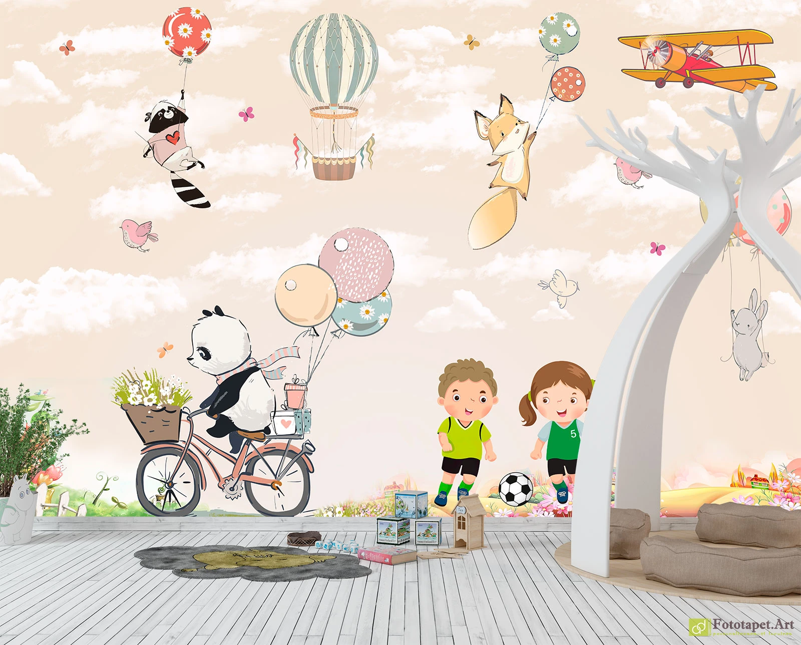 Fototapet pentru copii Panda pe bicicleta