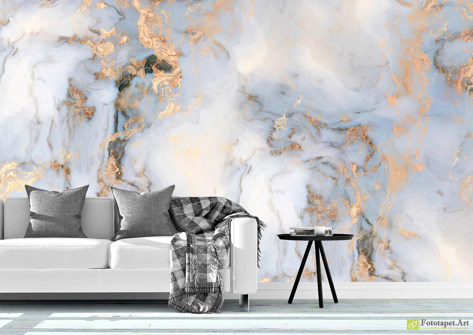 Fototapet marmura, Tapet modern pe perete
