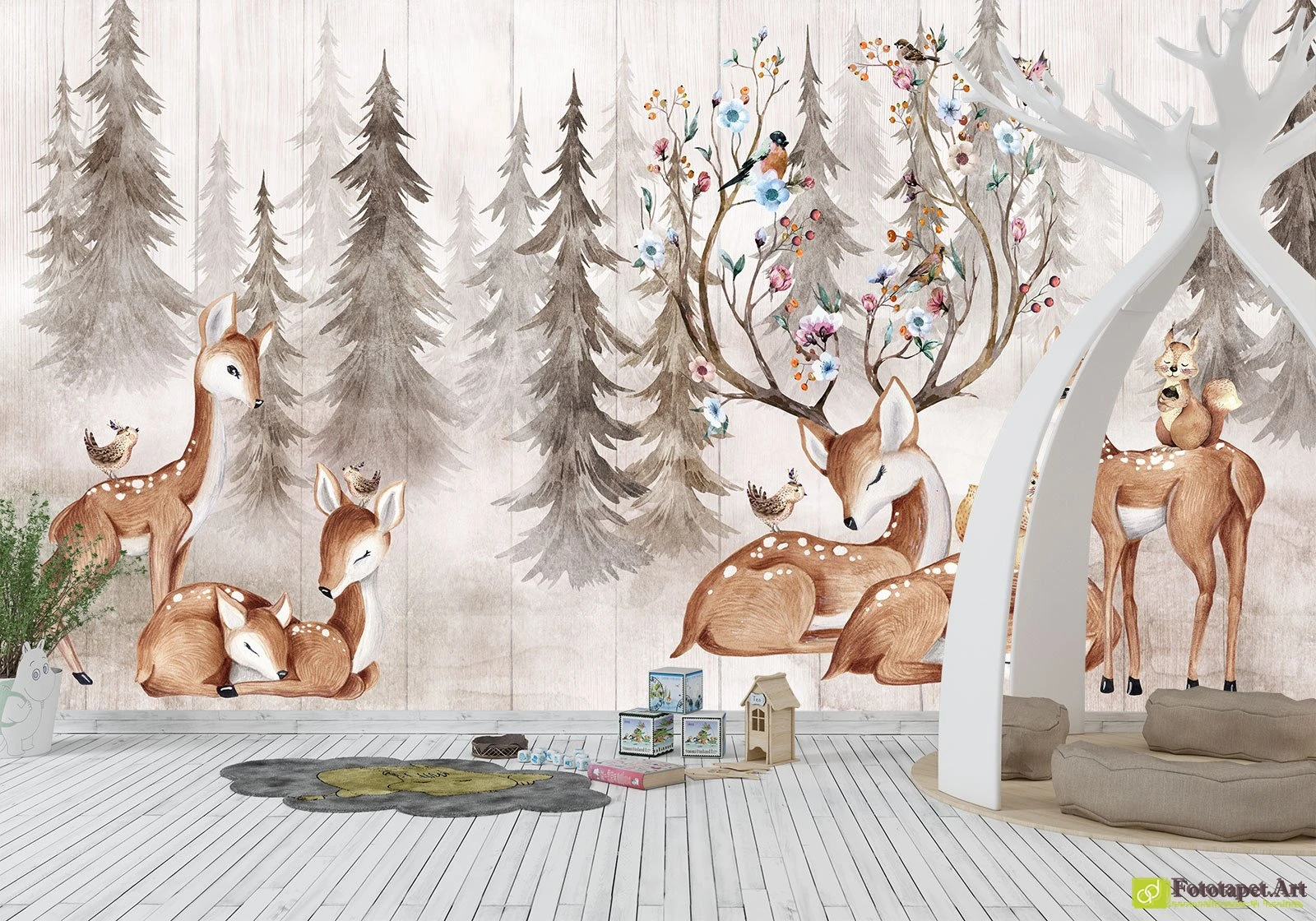 Fototapet pentru copii Căprioare în pădure