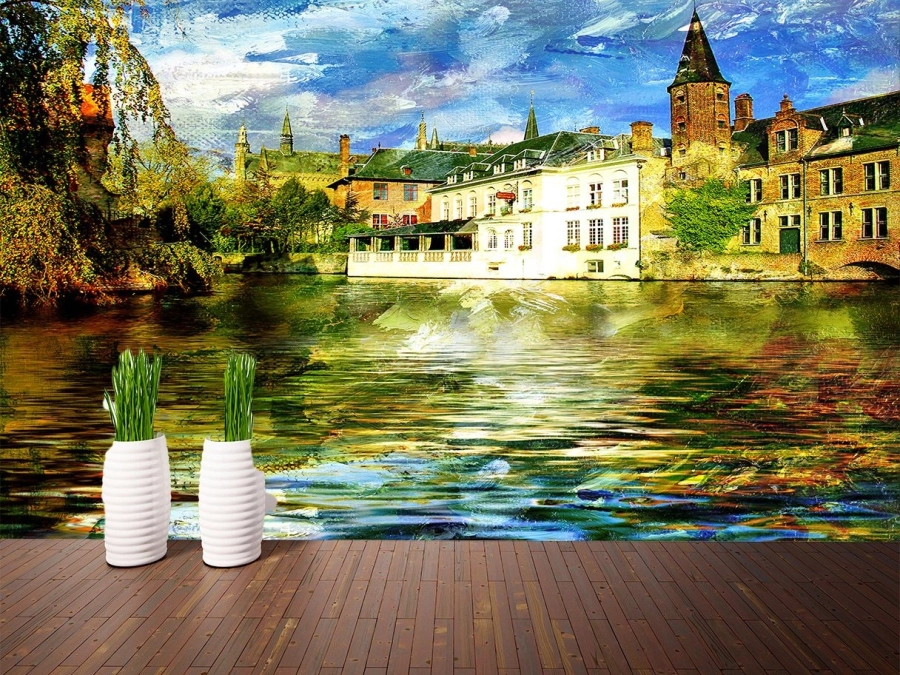 Fototapet Castel si Apa, Art Deco | Tapet Art Deco