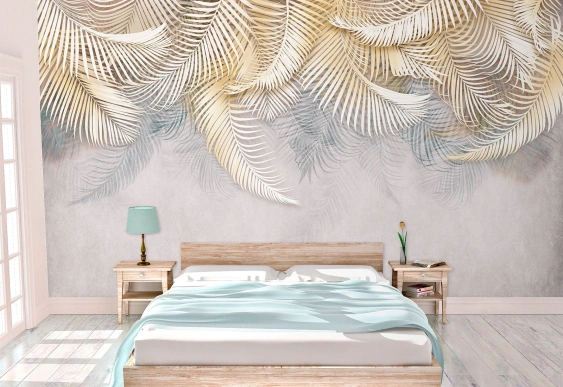 Fototapet frunze palmier, fundal maro | Tapet living