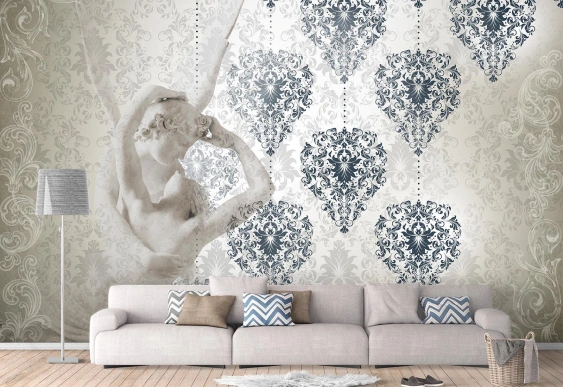 Fototapet Cupidon pe fundal art deco | tapet dormitor