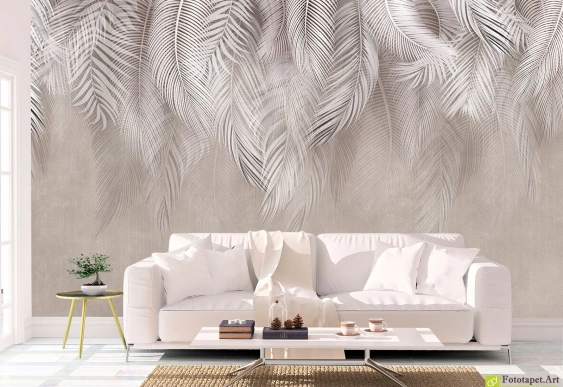 Fototapet Frunze tropice cu linii decorative | Tapet