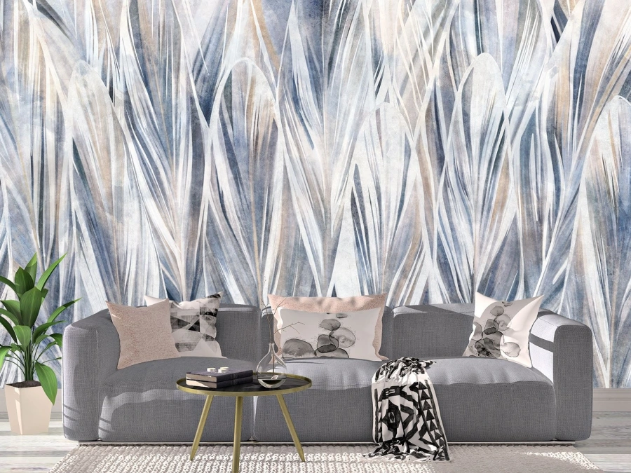 Fototapet Covor din Pene in albastru | tapet decorativ