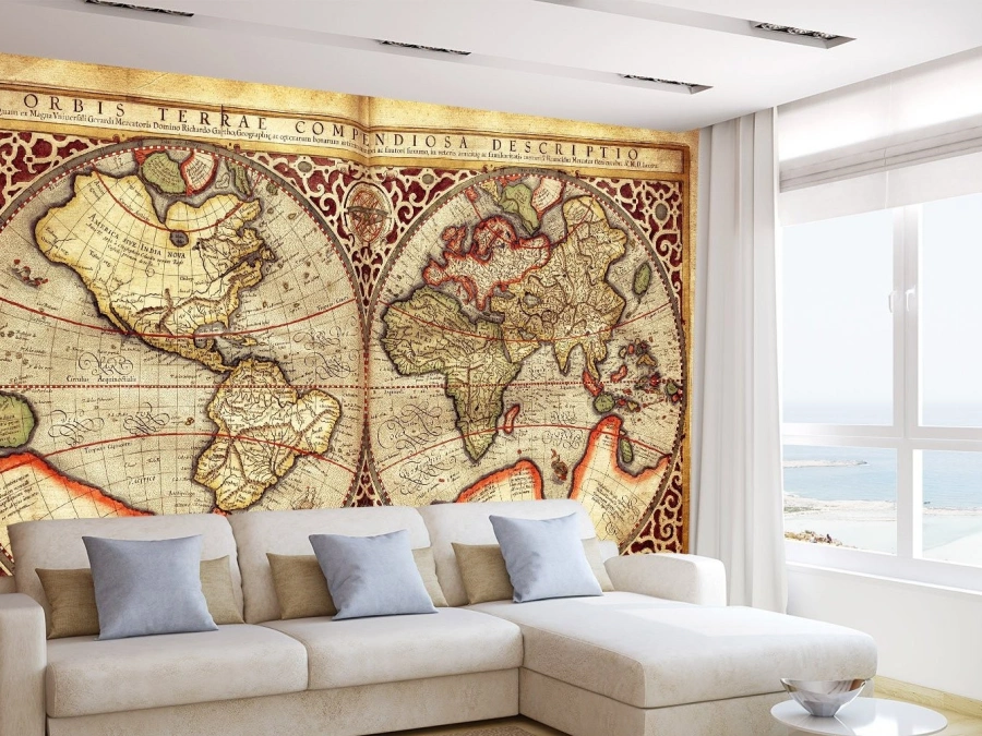 Fototapet Calatorie prin Timp, Harta lumii | Tapet decorativ