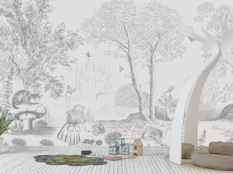 Fototapet copii inspirat din Alice în Țara Minunilor