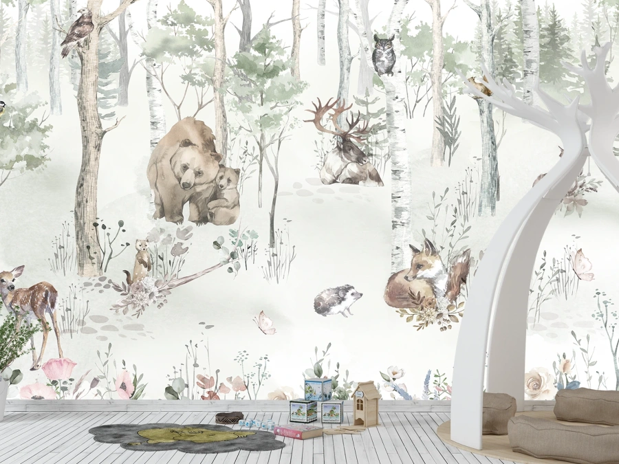 Tapet magic cu animale din pădure pentru copii