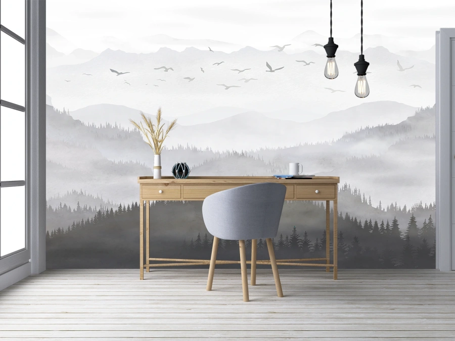 Ideal pentru living, birou sau dormitor. Fototapet peisaj pe perete