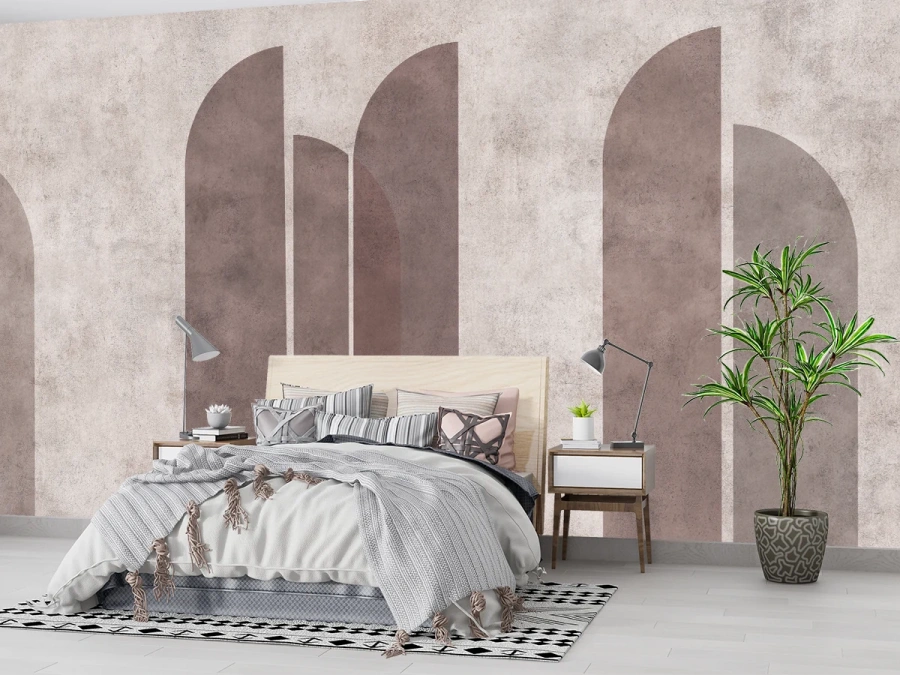 Fototapet în nuanțe calde cu arcuiri moderne