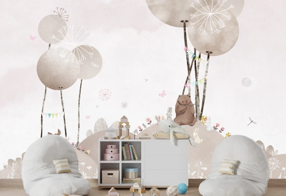 Pădure pastel cu animale delicate