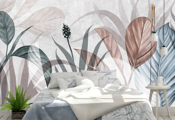 Frunze pastel moderne pentru decor elegant, fototapet living