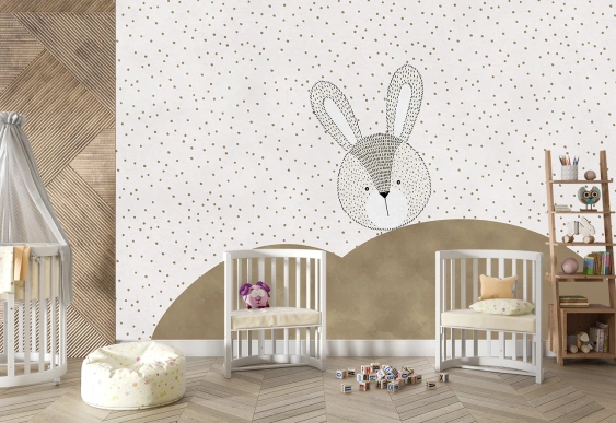 Iepuraș bej cu buline pentru camera copii