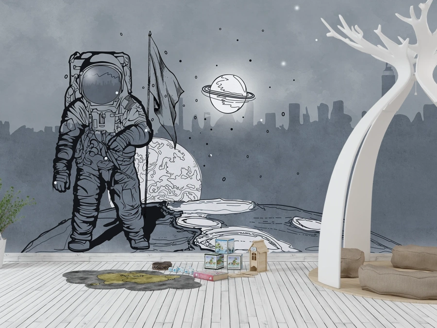 Tapet Astronaut și explorare spațială pe lună