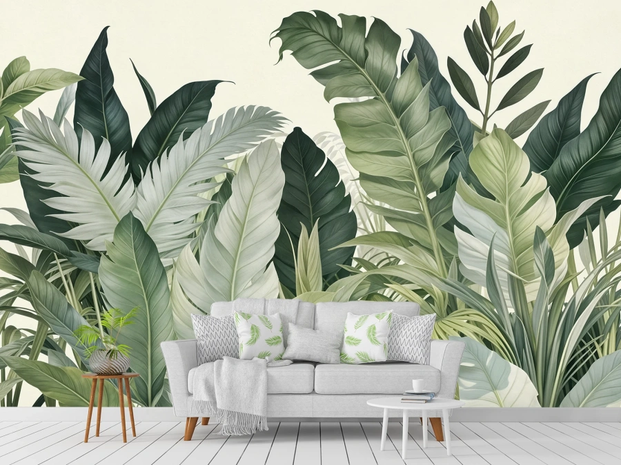 Frunze tropicale verzi moderne, fototapet